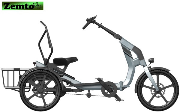 Elektro Dreirad Zemto-CHILL , 48V, 644 WH, 80 NM Grau-blau